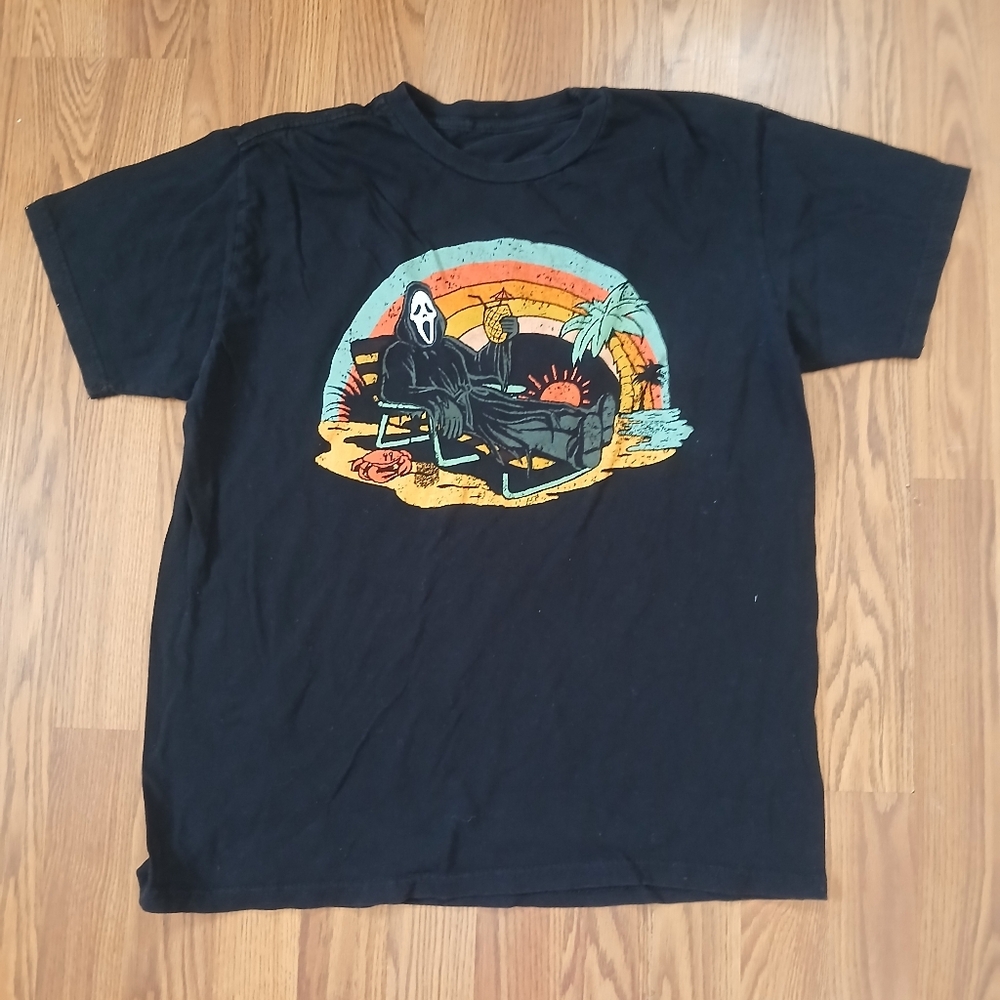 Ghost Face On Vacation Killin' n Chillin' Men's Black Cotton Graphic Tee
